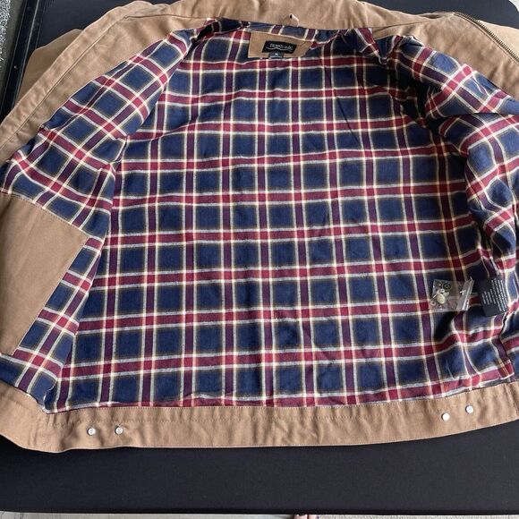 Burks Bay Mens Jacket Extra Large XL Brown Full Zip NRA Plaid Lined Workwear - Picture 3 of 14